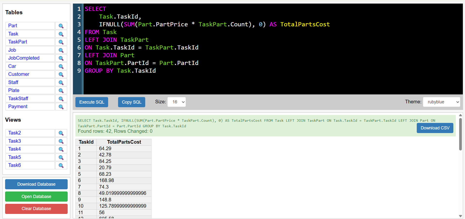 SQL database project